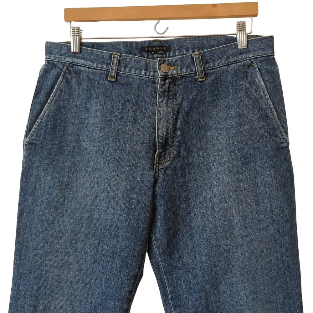 Theory Men's Denim Jeans‎ KNUT SIze 34 33L Medium Wash Straight Relaxed Leg